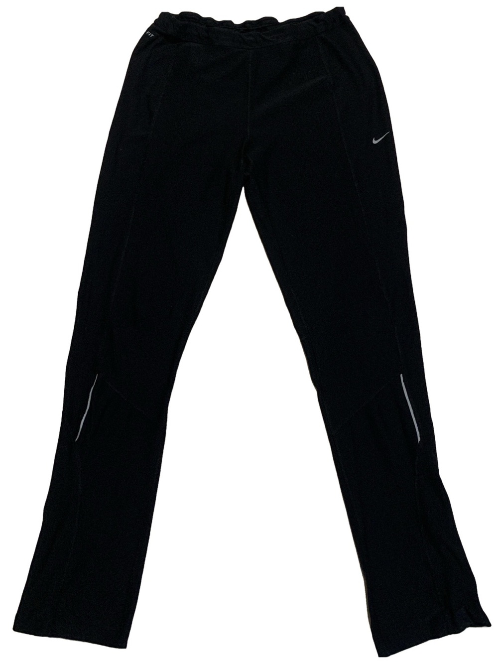 Nike Black Dri-Fit Mid Rise Elastic Waist Straight Leg Athleisure Running Pants